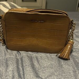 Michael Kors Tan Croc-Embossed Crossbody Bag